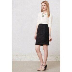 Moulinette Soeurs Black Embossed Floral Panel Pencil Skirt 6 Might Fit Like a 4
